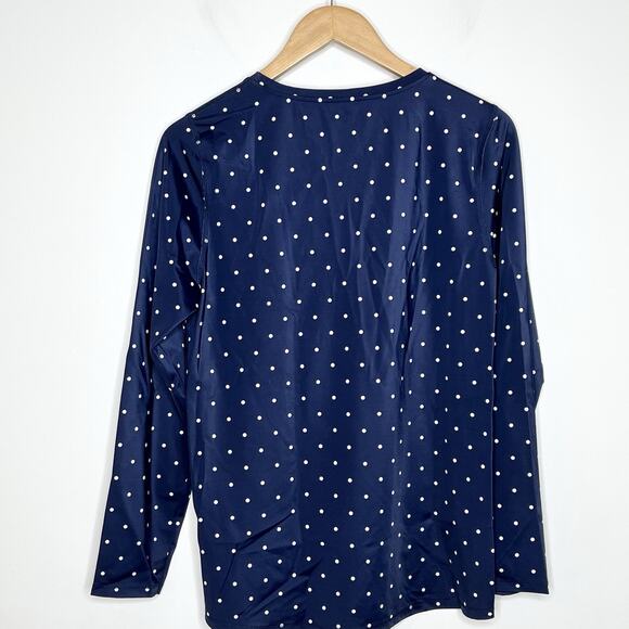 LL Bean Polka Dot Rash Guard Womens Size M Nautical Preppy Beach Sailor Navy - Picture 5 of 5